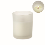 Candela alla vaniglia in cera vegetale con stoppino in legno color bianco sesta vista