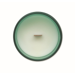 Candela alla vaniglia in cera vegetale con stoppino in legno color verde quinta vista