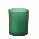 Candela alla vaniglia in cera vegetale con stoppino in legno color verde sesta vista