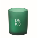 Candela alla vaniglia in cera vegetale con stoppino in legno color verde vista principale