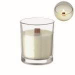 Candela alla vaniglia in cera vegetale con stoppino in legno color trasparente sesta vista