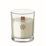 Candela alla vaniglia in cera vegetale con stoppino in legno color trasparente vista principale