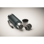 Thermos in acciaio inox riciclato con 1 bicchiere e manico laterale 1L color blu mare quarta vista fotografica