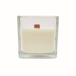 Candela grande profumo vaniglia con 1 stoppino in barattolo di vetro color trasparente quarta vista