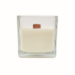 Candela grande profumo vaniglia con 1 stoppino in barattolo di vetro color trasparente quinta vista