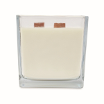 Candela extra large profumo vaniglia con 2 stoppini in legno color trasparente quinta vista