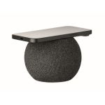 Altoparlante rotondo con dettaglio in bambù nero sulla parte superiore color nero seconda vista