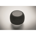 Piccolo altoparlante wireless in RPET con dettaglio in bambù nero color nero terza vista fotografica