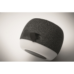 Piccolo altoparlante wireless in RPET con dettaglio in bambù nero color nero quarta vista fotografica