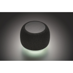 Piccolo altoparlante wireless in RPET con dettaglio in bambù nero color nero seconda vista fotografia