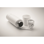 Bottiglia termica con manico e bicchiere nella parte inferiore 500ml color bianco quinta vista fotografica