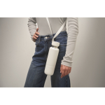 Bottiglia termica con manico e bicchiere nella parte inferiore 500ml color bianco vista fotografia