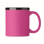 Tazza in ceramica con rivestimento soft-touch colorato 300ml color fucsia seconda vista