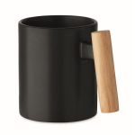 Tazza in ceramica con manico dritto in legno 320ml color nero
