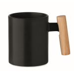 Tazza in ceramica con manico dritto in legno 320ml color nero seconda vista
