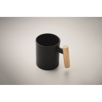 Tazza in ceramica con manico dritto in legno 320ml color nero terza vista fotografica