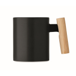 Tazza in ceramica con manico dritto in legno 320ml color nero quarta vista