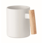 Tazza in ceramica con manico dritto in legno 320ml color bianco