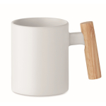 Tazza in ceramica con manico dritto in legno 320ml color bianco seconda vista