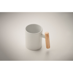 Tazza in ceramica con manico dritto in legno 320ml color bianco terza vista fotografica