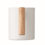 Tazza in ceramica con manico dritto in legno 320ml color bianco sesta vista