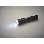 Torcia in alluminio riciclato con 3 impostazioni di luce e zoom color nero settima vista fotografica