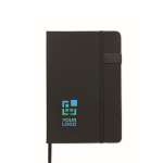 Taccuino nero a copertina rigida con chiavetta USB inclusa A5 a righe color nero vista area di stampa
