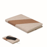 Taccuino con dettagli in sughero e cotone e caricatore wireless A5 color beige