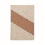 Taccuino con dettagli in sughero e cotone e caricatore wireless A5 color beige sesta vista