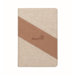 Taccuino con dettagli in sughero e cotone e caricatore wireless A5 color beige vista principale