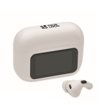 Cuffie wireless con custodia touch screen color bianco vista area di stampa