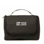 Beauty case a scomparto singolo con gancio per appenderlo color nero vista area di stampa