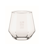 Bicchiere dalla forma geometrica speciale per liquori 300ml color trasparente vista area di stampa
