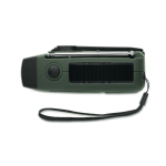 Radio portatile solare con torcia e power bank di emergenza color verde scuro