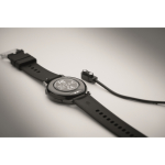 Smartwatch wireless impermeabile con cinturino in silicone color nero sesta vista fotografica