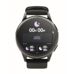 Smartwatch wireless impermeabile con cinturino in silicone color nero ottava vista