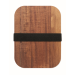 Lunch box in vetro con coperchio in legno e elastico di chiusura color blu trasparente quarta vista