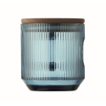 Tazza originale in vetro rigato con coperchio in legno di acacia 300ml color blu trasparente quinta vista
