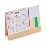 Calendario da tavolo con post-it e blocco note color beige