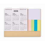 Calendario da tavolo con post-it e blocco note color beige terza vista