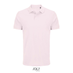 Polo da uomo in cotone pettinato a manica corta con 2 bottoni color rosa pastello