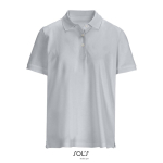 Polo da donna in cotone pettinato a maniche corte con 3 bottoni color grigio ottava vista