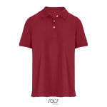 Polo da donna in cotone pettinato a maniche corte con 3 bottoni color rosso scuro