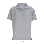 Polo da donna in cotone pettinato a maniche corte con 3 bottoni color grigio chiaro