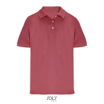 Polo da donna in cotone pettinato a maniche corte con 3 bottoni color corallo