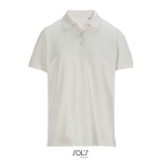 Polo da donna in cotone pettinato a maniche corte con 3 bottoni color bianco sporco