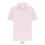 Polo da donna in cotone pettinato a maniche corte con 3 bottoni color rosa pastello