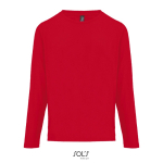 T-shirt in cotone semi-pettinato a maniche lunghe e girocollo color rosso quinta vista