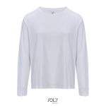 T-shirt in cotone semi-pettinato a maniche lunghe e girocollo color bianco nona vista