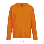 T-shirt in cotone semi-pettinato a maniche lunghe e girocollo color arancione
